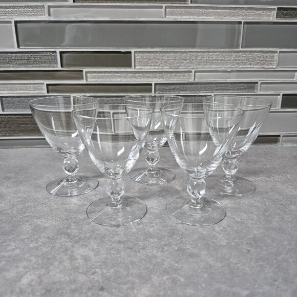 5 Orrefors Sweden Very Fine Cocktail Liquor Glasses with Prism Ball Stem - Picture 1 of 6